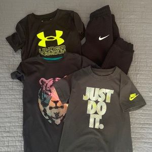 Nike, Under Armour, All in Motion. Boys athletic t-shirt and joggers.